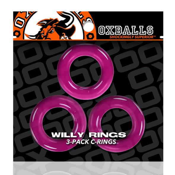 Oxballs - Willy Rings 3-Pack Cockrings Hot Pink - Krúžky Na Penis