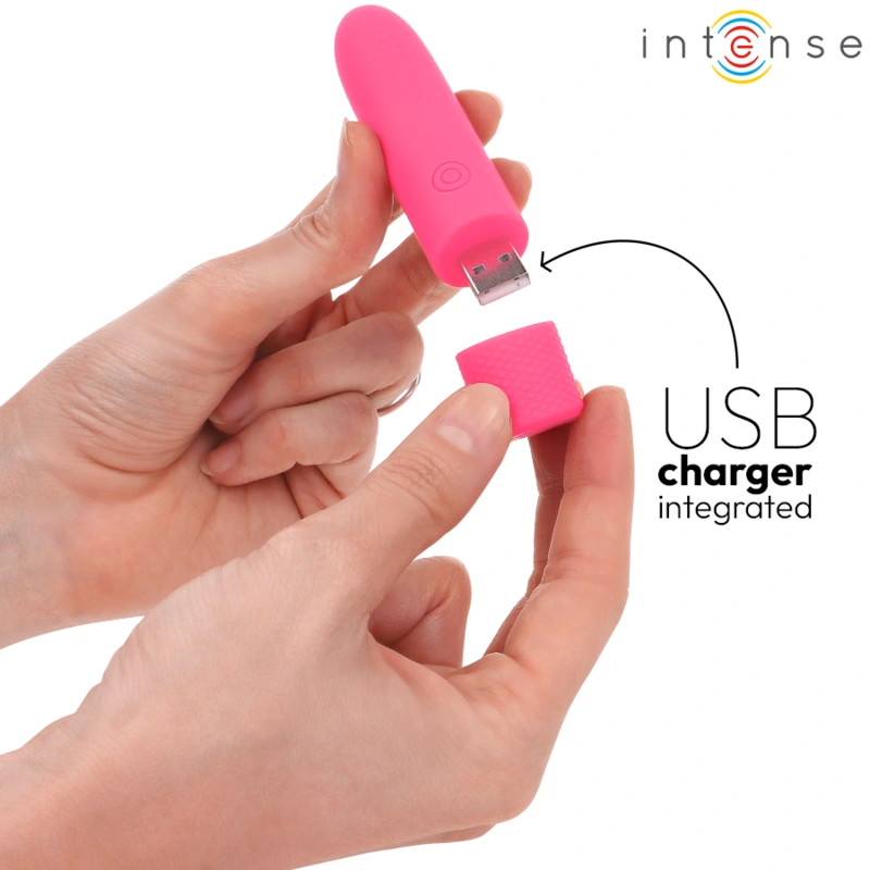 Intense - symone usb rechargeable vibrating bullet 8 vibrations pink 10 x 2.2 cm 4