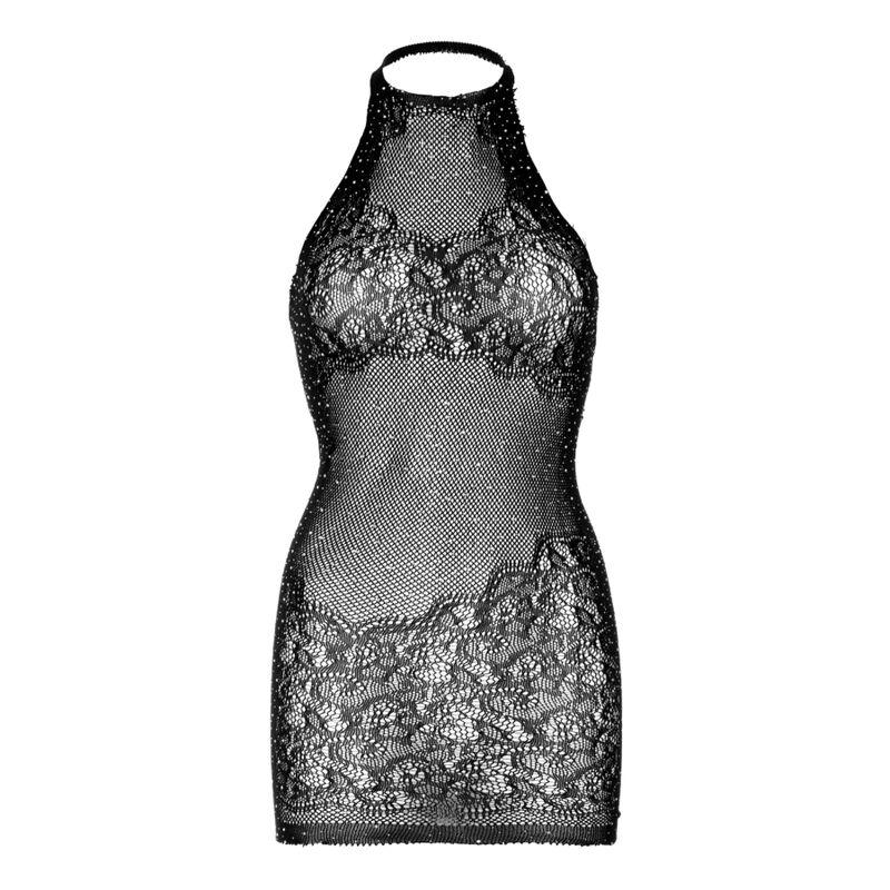 Leg Avenue - Rhinestone Halter Mini Dress One Size - Black