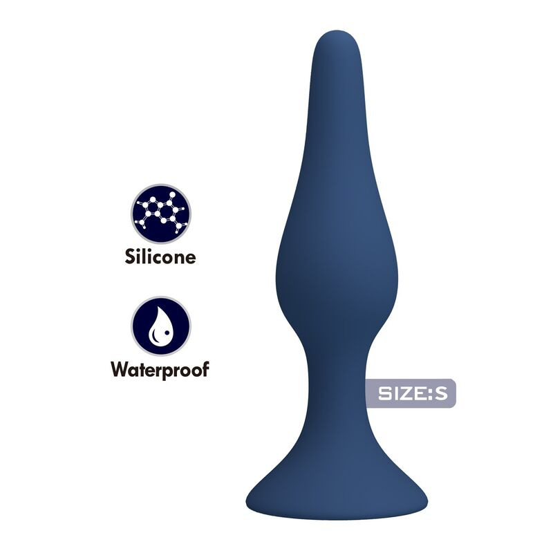 Mr play - blue silicone slim anal plug size s 1