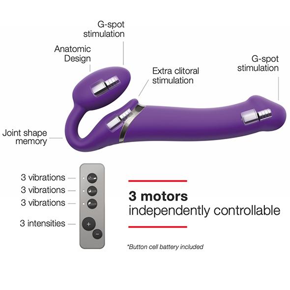 Strap-On-Me - Vibrating Bendable Strap-On Purple L - Vibračný Pripínací Penis