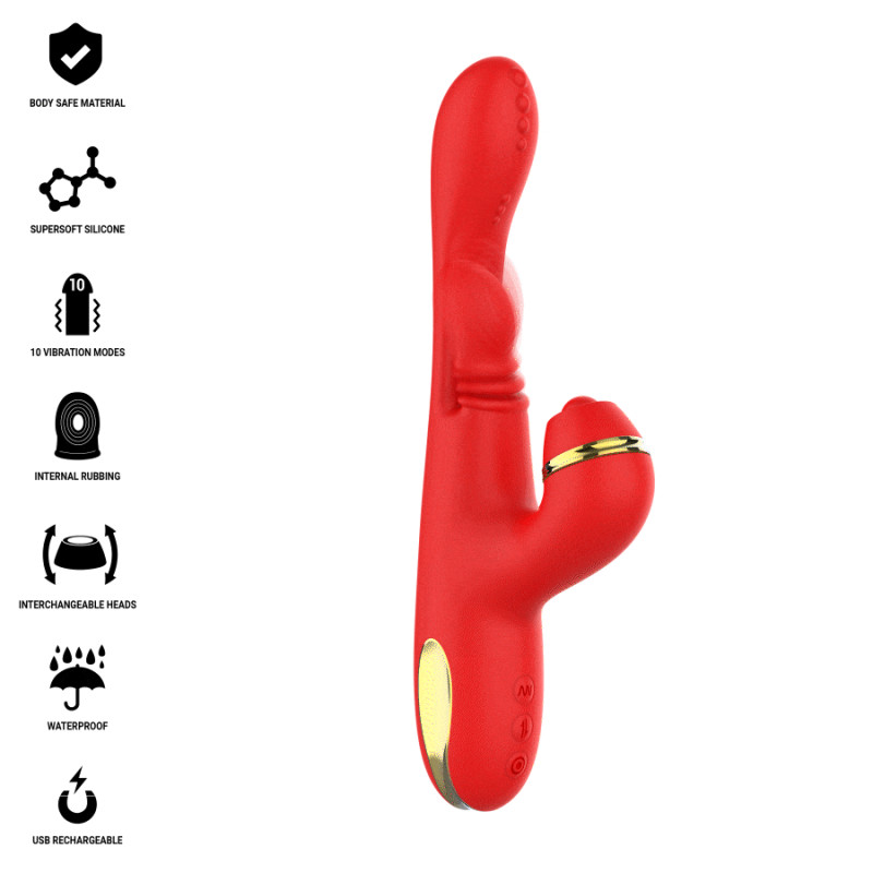 Intense - katy multifunction clitoris stimulator 4 interchangeable heads red 1
