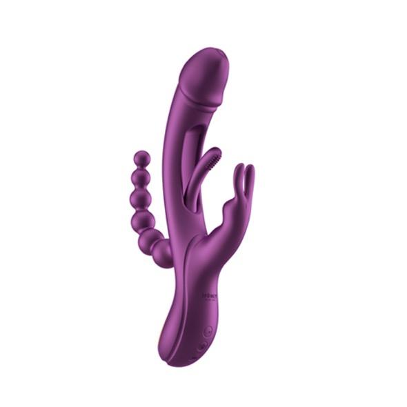 Honeyplaybox - Trilux Kinky Finger Rabbit Vibrator With Anal Beads Purple