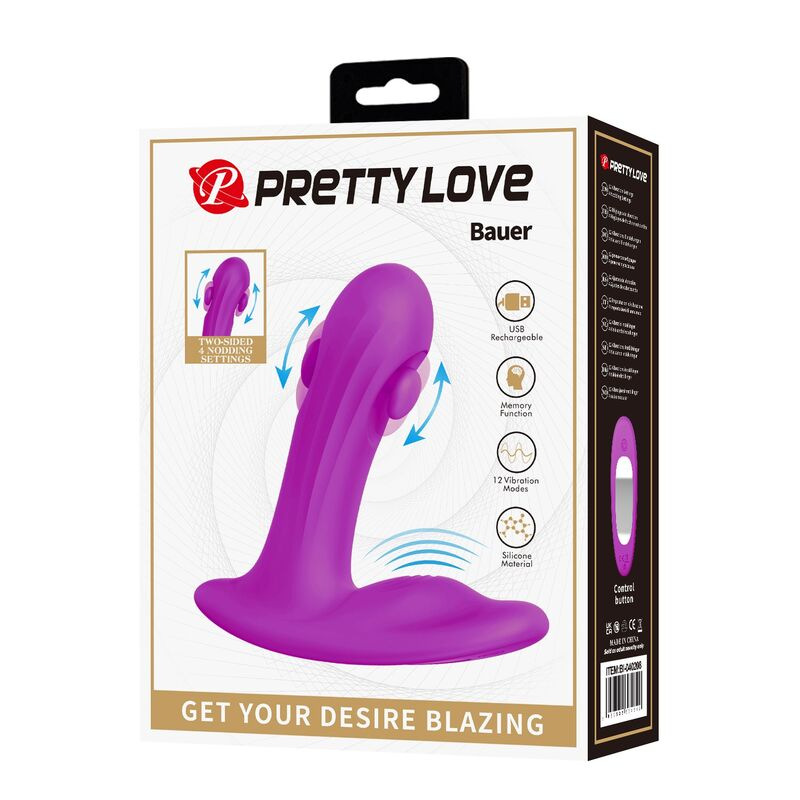 Pretty love - bauer rechargeable prostate massager 12 modes purple 1
