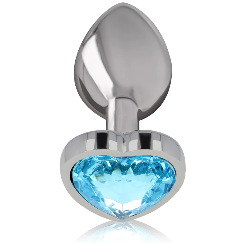 Intense - Metal Aluminum Anal Plug Heart Blue Size L - Análny Kolík 1