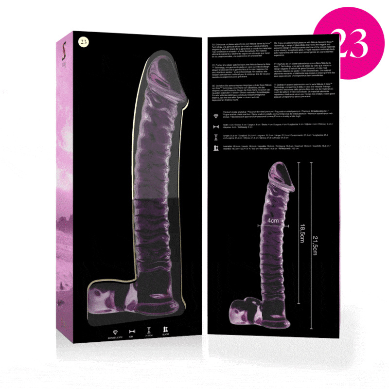 Nebula series by ibiza - model 23 dildo borosilicate glass pink 21.5 cm -o- 4 cm 3