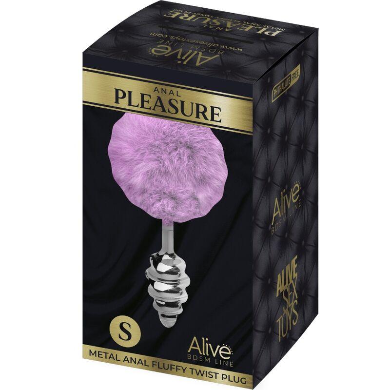 Alive - Anal Pleasure Plug Spiral Metal Fluffy Violet Size S