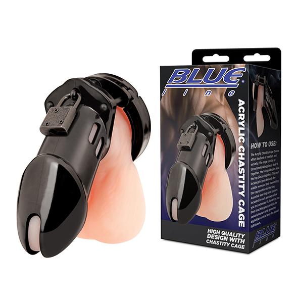 Blueline - Acrylic See-Thru Chastity Cage Black 8