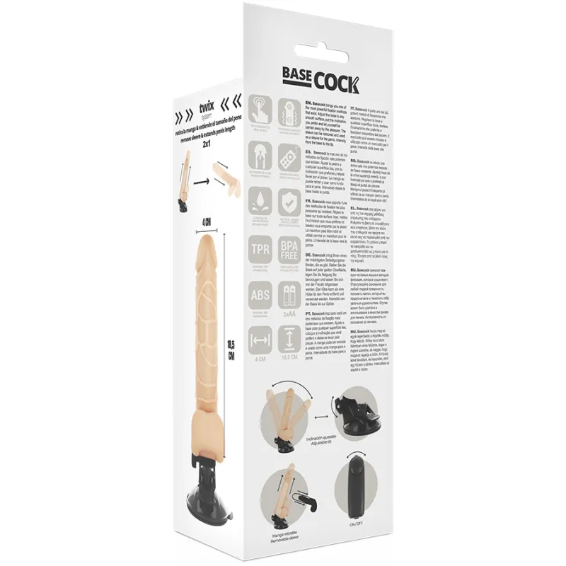 Basecock Realistic Remote Control Natural 18.5cm - Vibrátor 4