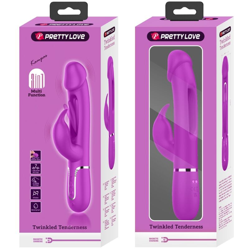 Pretty love - kampas rabbit 3 in 1 multifunction vibrator with tongue fuchsia 10