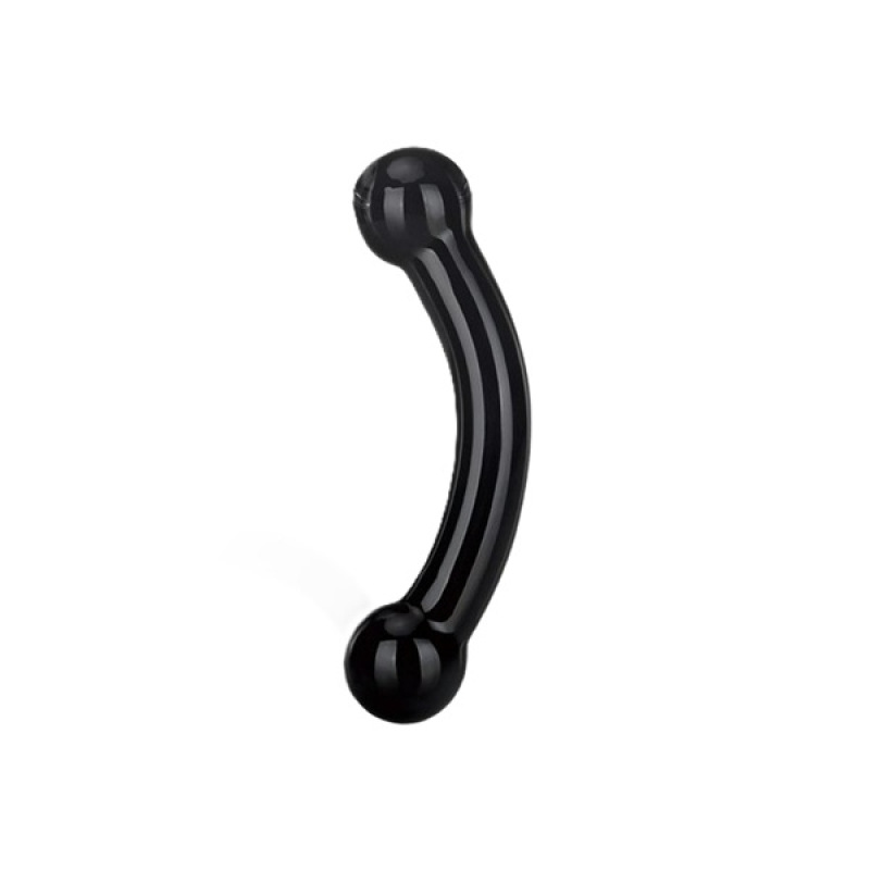 Glas - Double Bull Black Glass Dildo - Sklenené Dildo