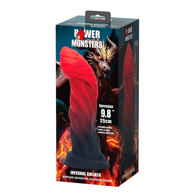 Power monsters - infernal goliath bicolor fantasy silicone dildo 25 cm Ø 6 cm 1
