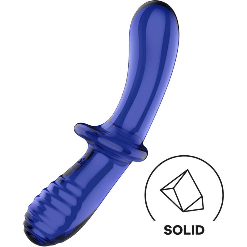Satisfyer - Double Crystal Dildo Blue - Sklenené Dildo 3