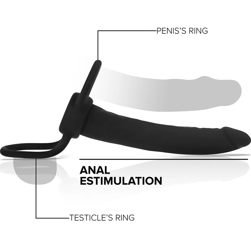 Mythology - cobi onyx anal dildo with cock and testicle ring 13 silicone cm 2