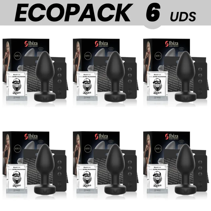 Ecopack 6 Units - Ibiza Anal Plug Remote Control Size L
