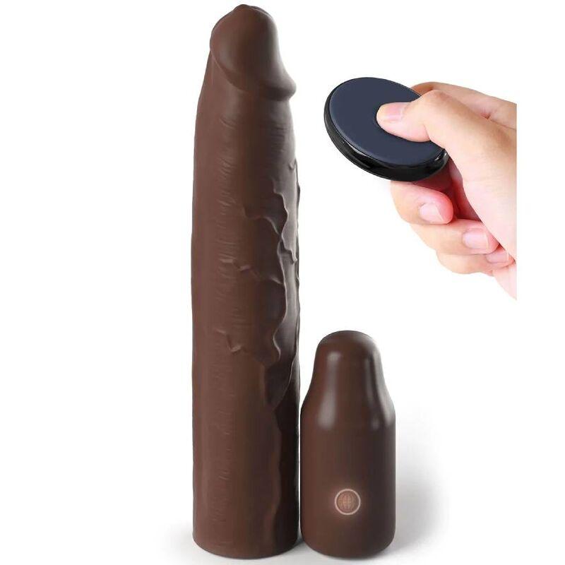 Pipedreams Sleeve 22,86 Cm + 7,62 Cm Plug Remote Brown - Návlek Na Penis
