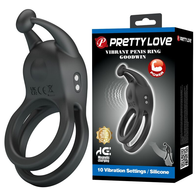 Pretty love - goodwin rechargeable double vibrating cock ring black 13