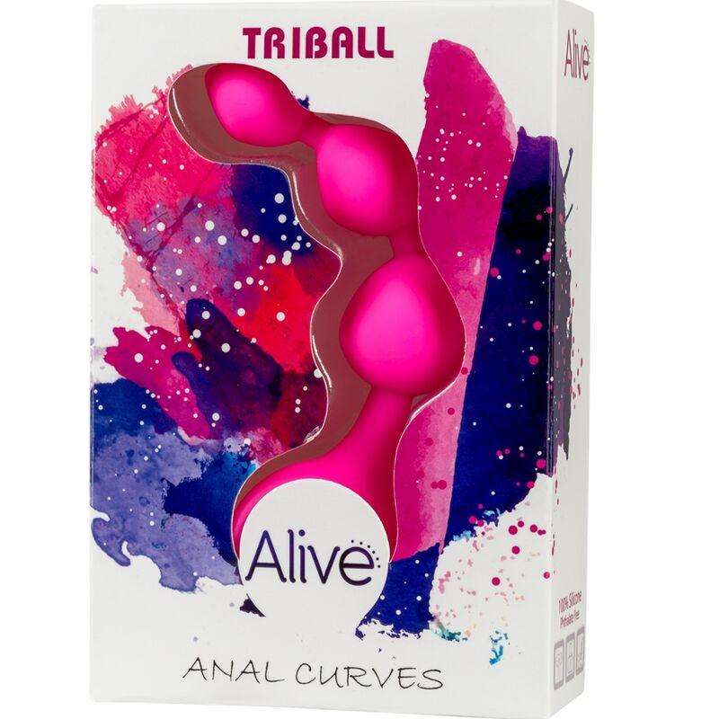 Alive - triball pink silicone anal balls 15 cm