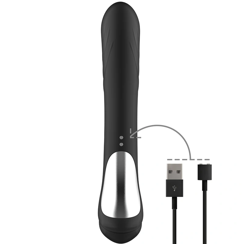 Black&silver - jamie rechargeable silicone rabbit stimulator black 3