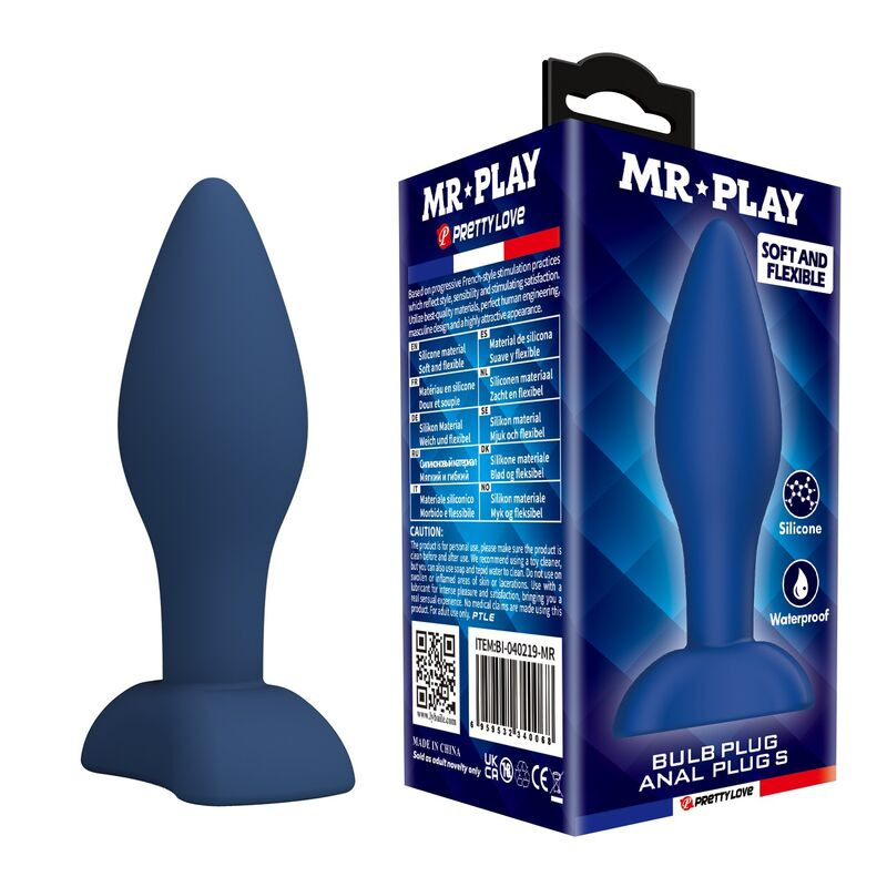Mr play - tapered silicone anal plug blue s