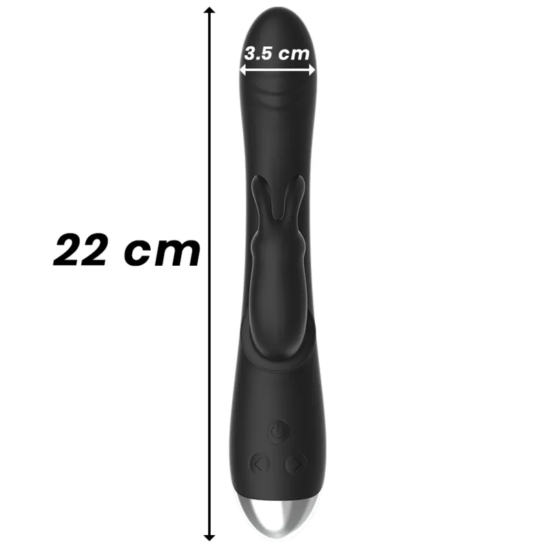 Black&silver - dj. adam rechargeable silicone rabbit stimulator black 7