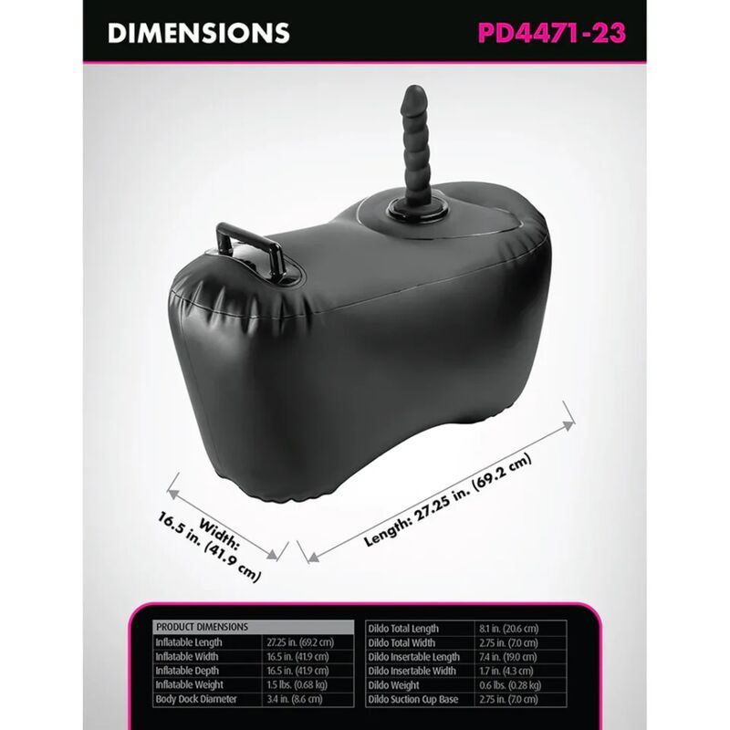 Fetish fantasy series - body dock inflatable love seat with dildo 69.2 cm black 5
