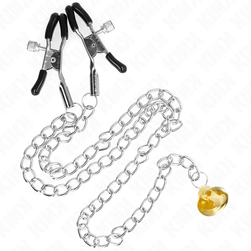 Kink - Chain Nipple Clamps With Horn Pendant 30 Cm