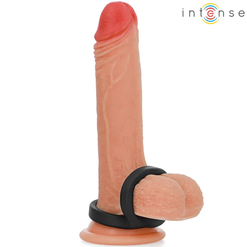 Intense - bobby double silicone penis ring black 1