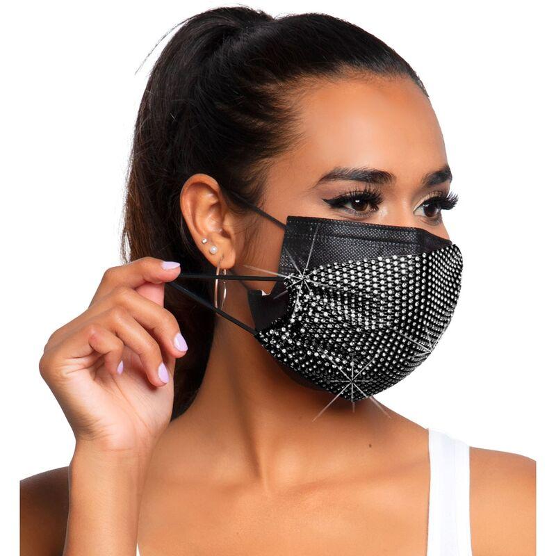 Leg Avenue Harlow Rhinest Face Mask - Black
