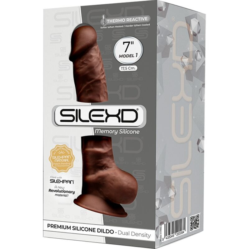 Silexd - Model 1 Realistic Penis Premium Silexpan Silicone Brown 17.5 cm 2