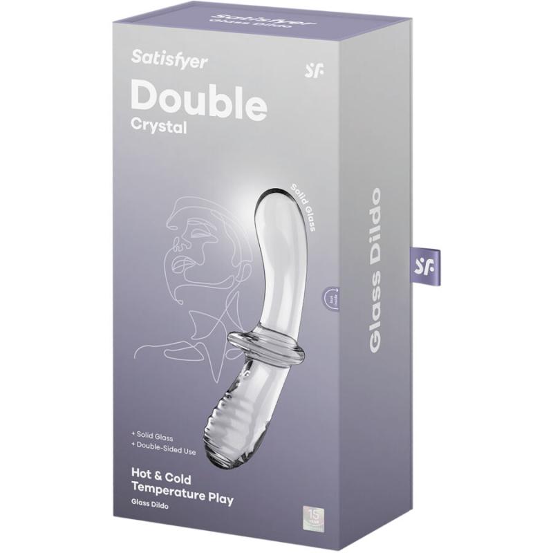 Satisfyer - Double Crystal Dildo Transparent - Sklenené Dildo 4