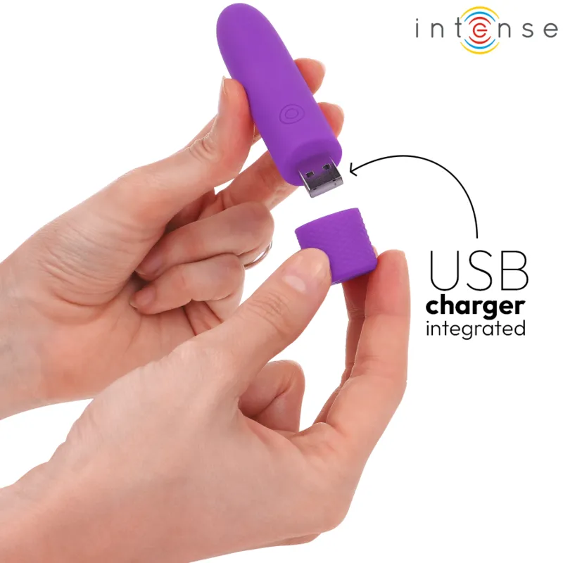 Intense - symone usb rechargeable vibrating bullet 8 vibrations purple 10 x 2.2 cm 5