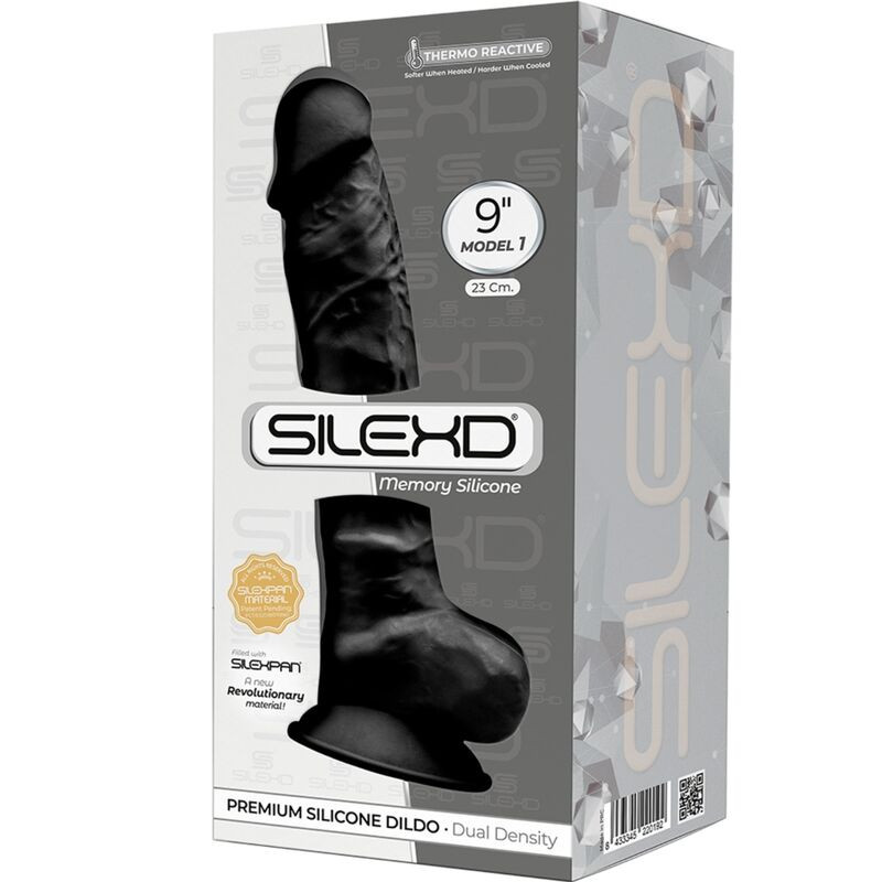 Silexd - Model 1 Realistic Penis Premium Silexpan Silicone Black 23 cm 2