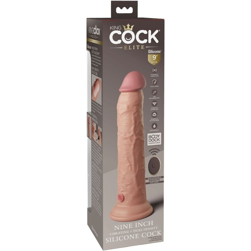 King cock - elite realistic dildo vibrator & silicone remote control 23 cm 7