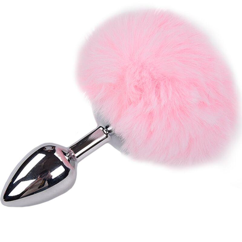 Alive - Anal Pleasure Plug Smooth Metal Fluffy Pink Size S