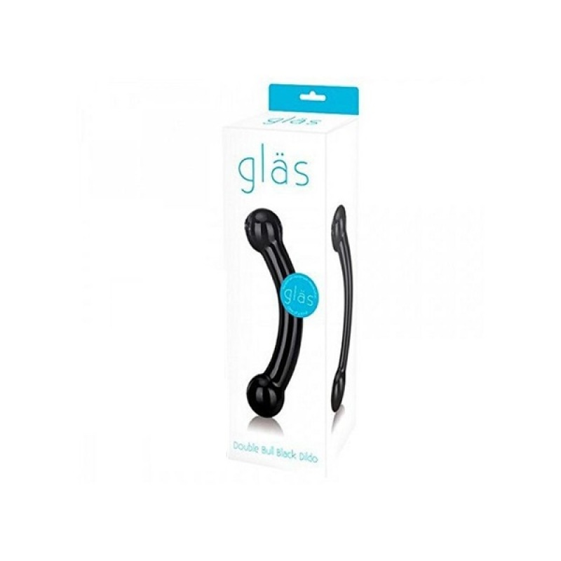 Glas - Double Bull Black Glass Dildo - Sklenené Dildo 1
