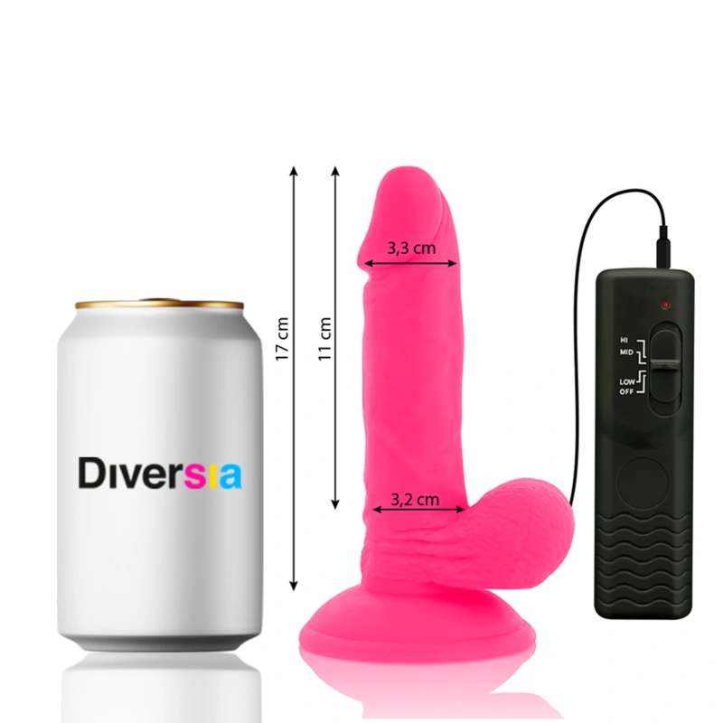 Diversia - flexible vibrating dildo pink 17 cm -o- 3.3 cm 1
