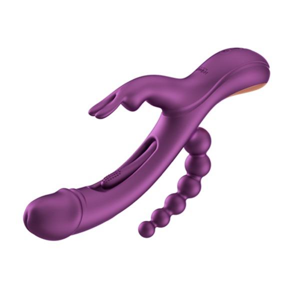 Honeyplaybox - Trilux Kinky Finger Rabbit Vibrator With Anal Beads Purple