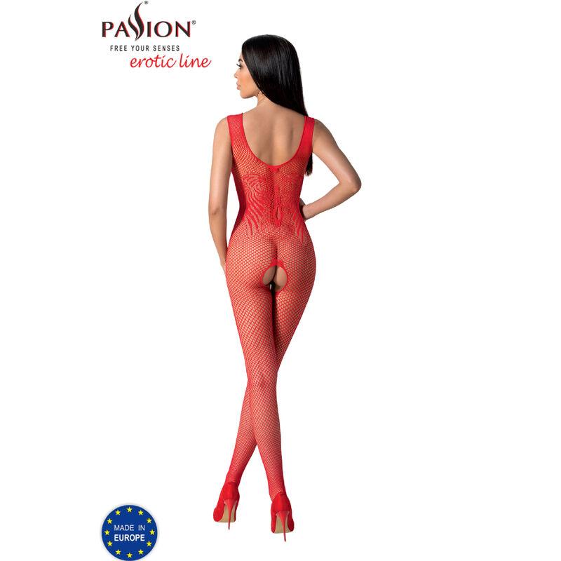 Passion - Bs098 Bodystocking Red One Size - Sieťovaný Erotický Overál