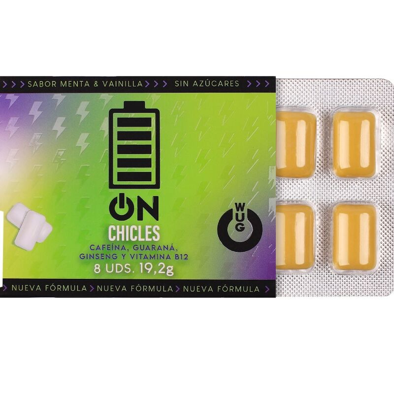 Wug on - functional caffeine & guarana gum mint & vanilla flavour blister 8 pcs 1