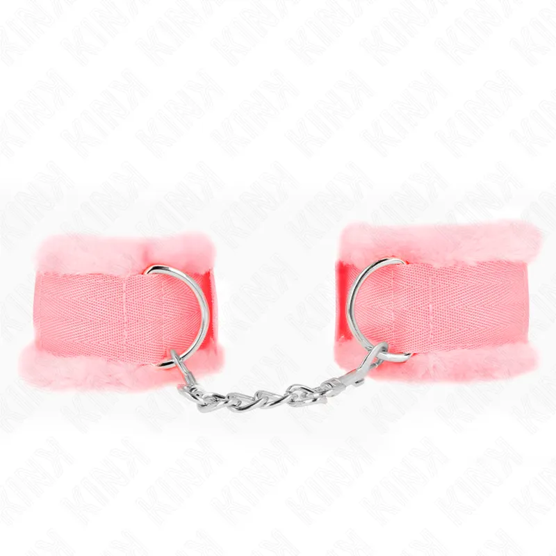 Kink - Furry Lined Wrist Restraints Pink Adjustable 17-31 Cm X 7 Cm