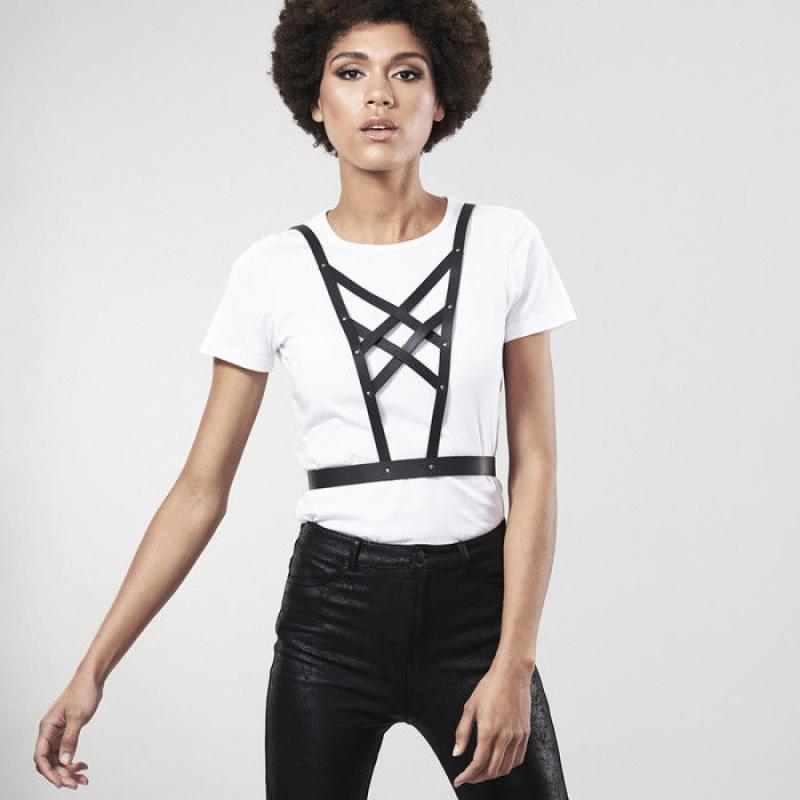 Bijoux Indiscrets Maze Cross Cleavage Harness Black 2