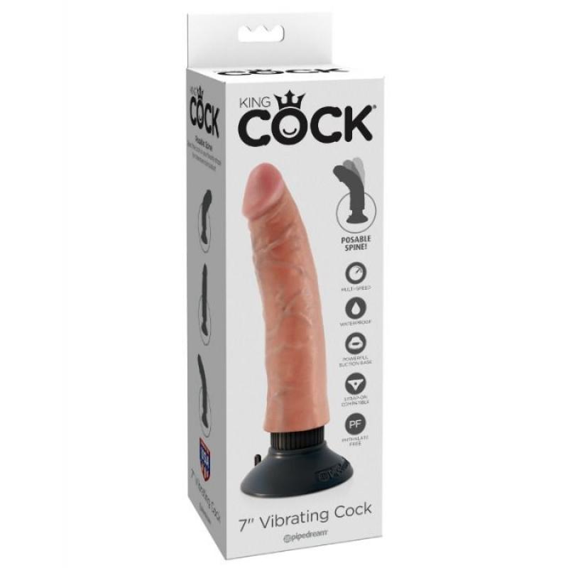 King Cock 17.78 Cm Vibrating Cock Flesh