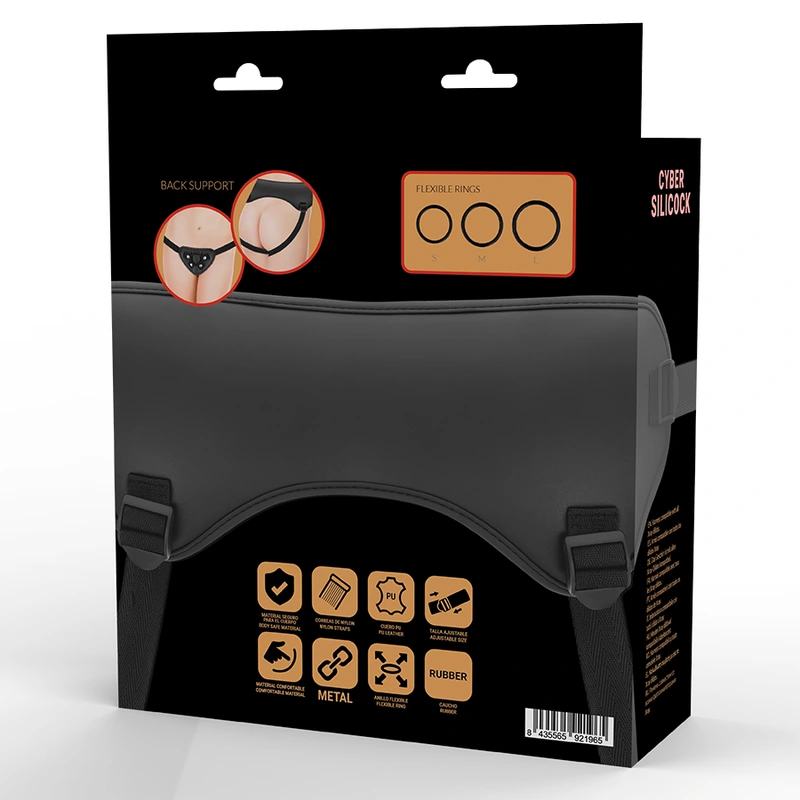 Cyber silicock - strap-on harness with 3 rings free 3