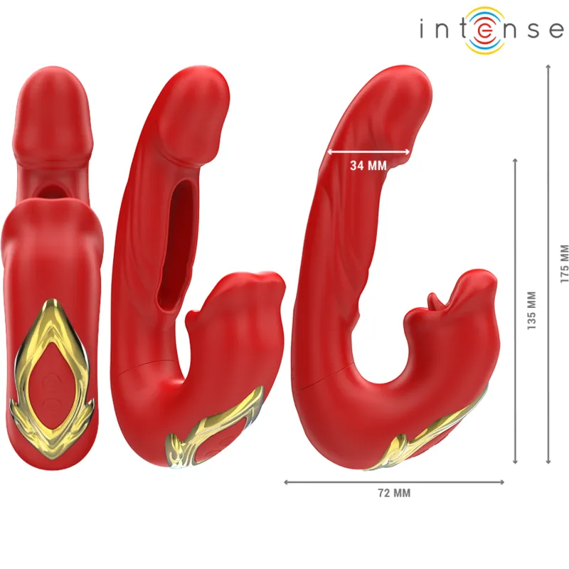 Intense - nathy double vibrator with multifunction stimulating mouth red 1