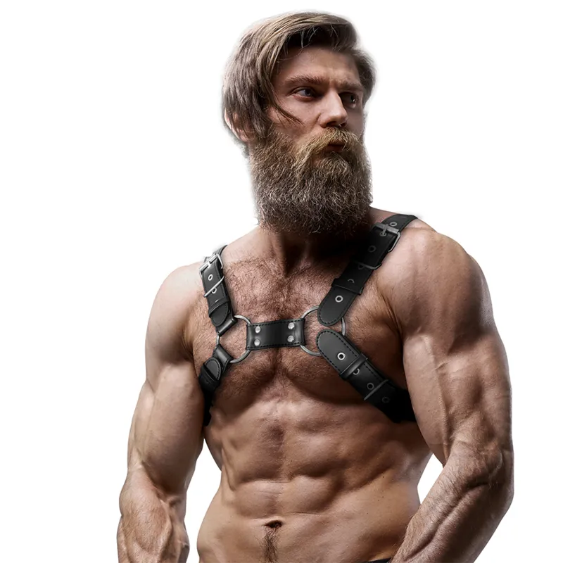 Fetish Submissive Attitude&Trade; - Men&Apos;S Adjustable Eco-Leather Chest Bulldog Harness 3
