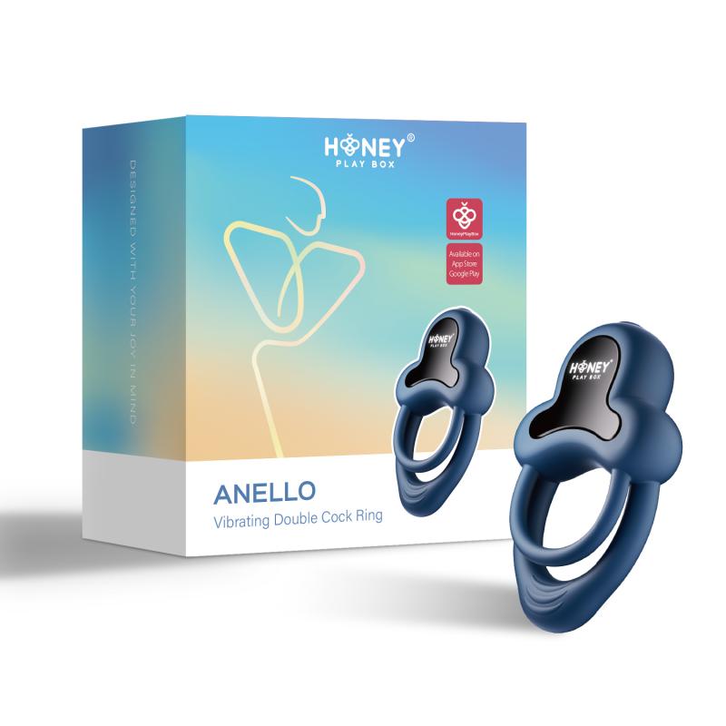 Honeyplaybox - Anello-App-Controlled Vibrating Double Cock Ring With Clitoral Stimulator B