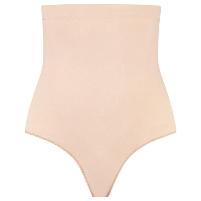 Bye-bra - soft touch seamless high waist thong beige size l