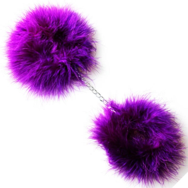Purple Marabou Handcuffs 2