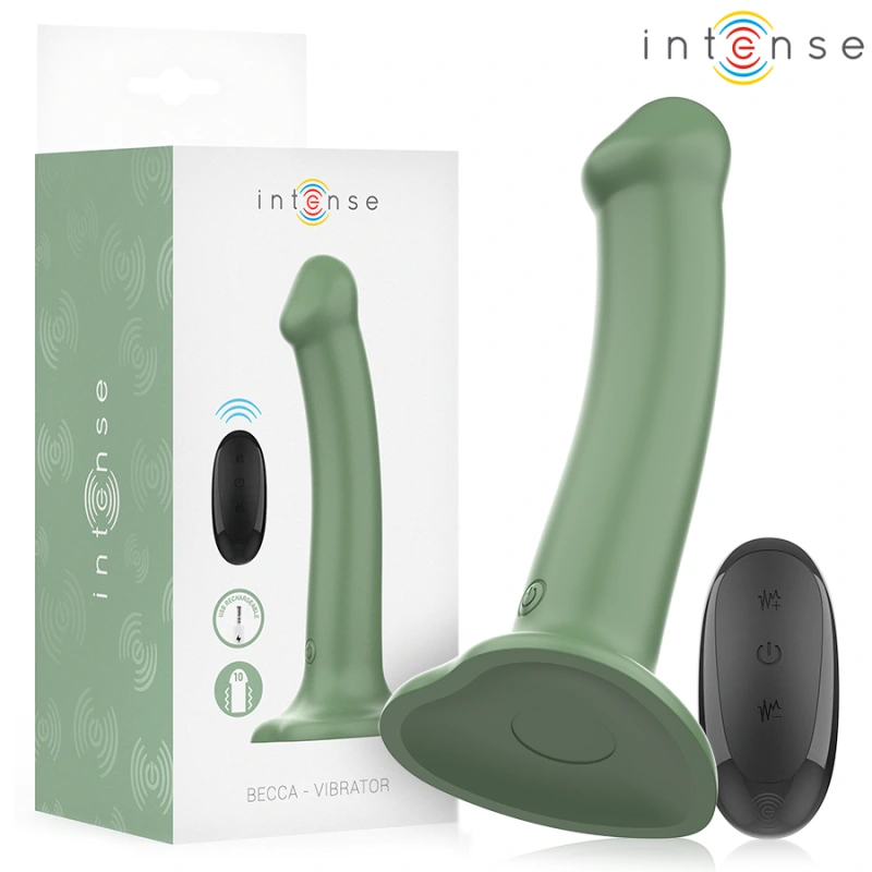 Intense - becca vibrator with suction cup 10 vibrations green remote control